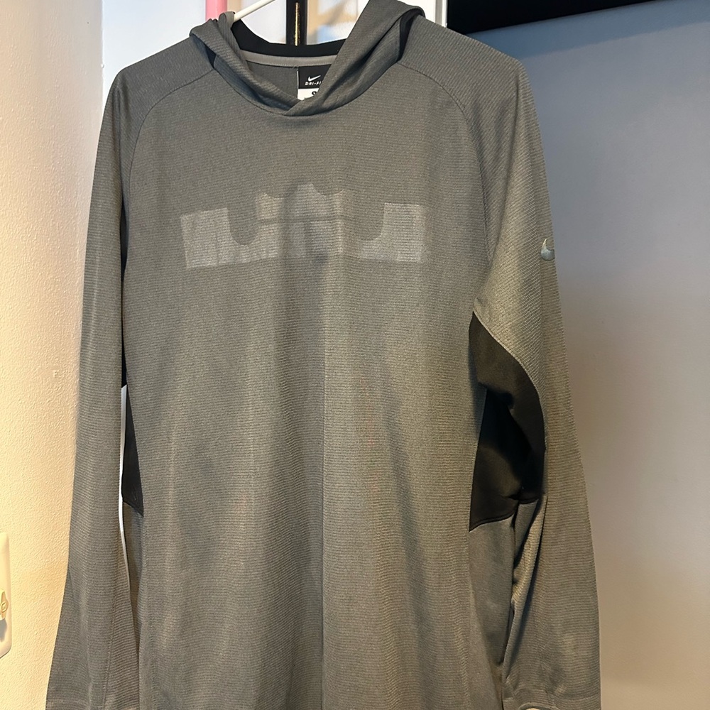 Nike Long sleeve hoodie. Lebron Grey Dri-Fit. Great condition!